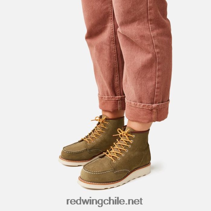 heritage - bota corta estilo mocasín clásico de 6 pulgadas para mujer en piel de farol estilo 3417 Red Wing L048L2195 aceituna